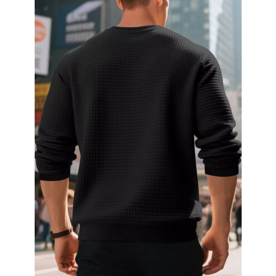 Men’s Full Size Classic Waffle-Knit Crew Neck Sweatshirt Plus Size Apparel and Accessories