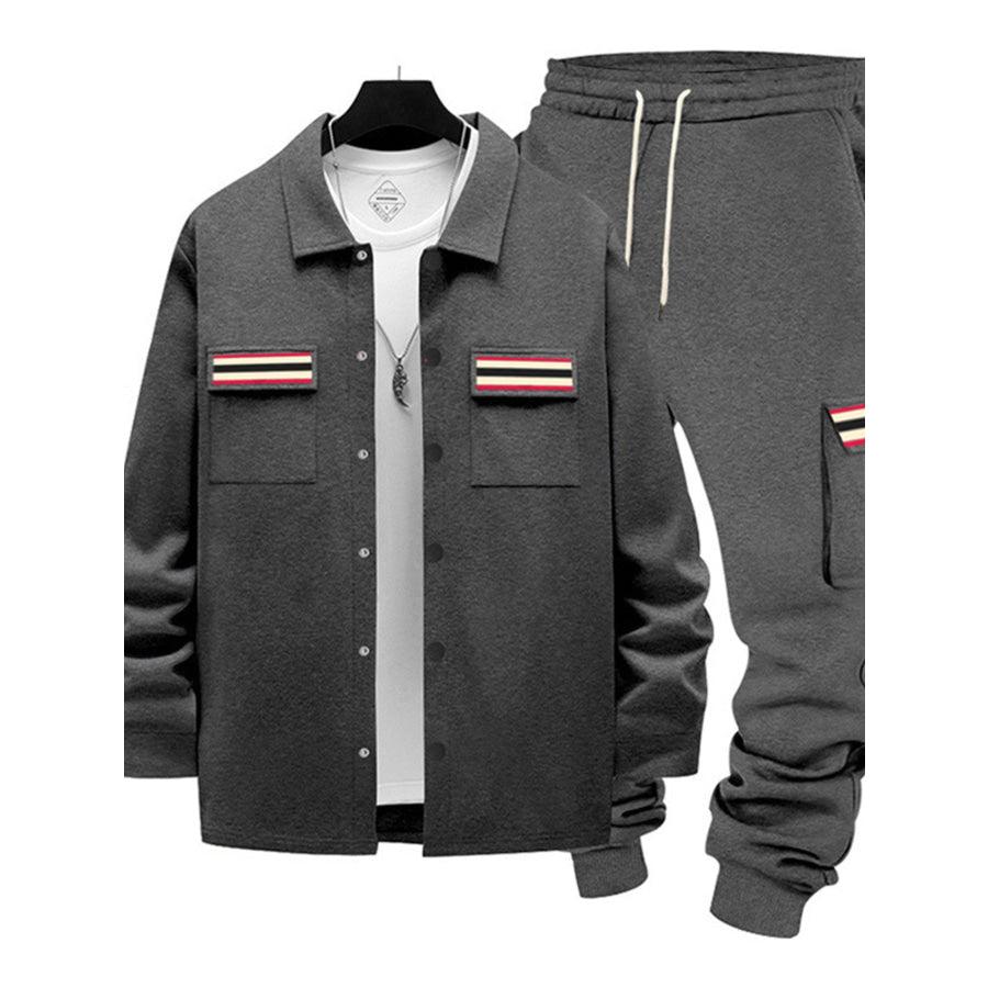 Men’s Full Size Collared Neck Shacket and Pants Set Plus Apparel Accessories