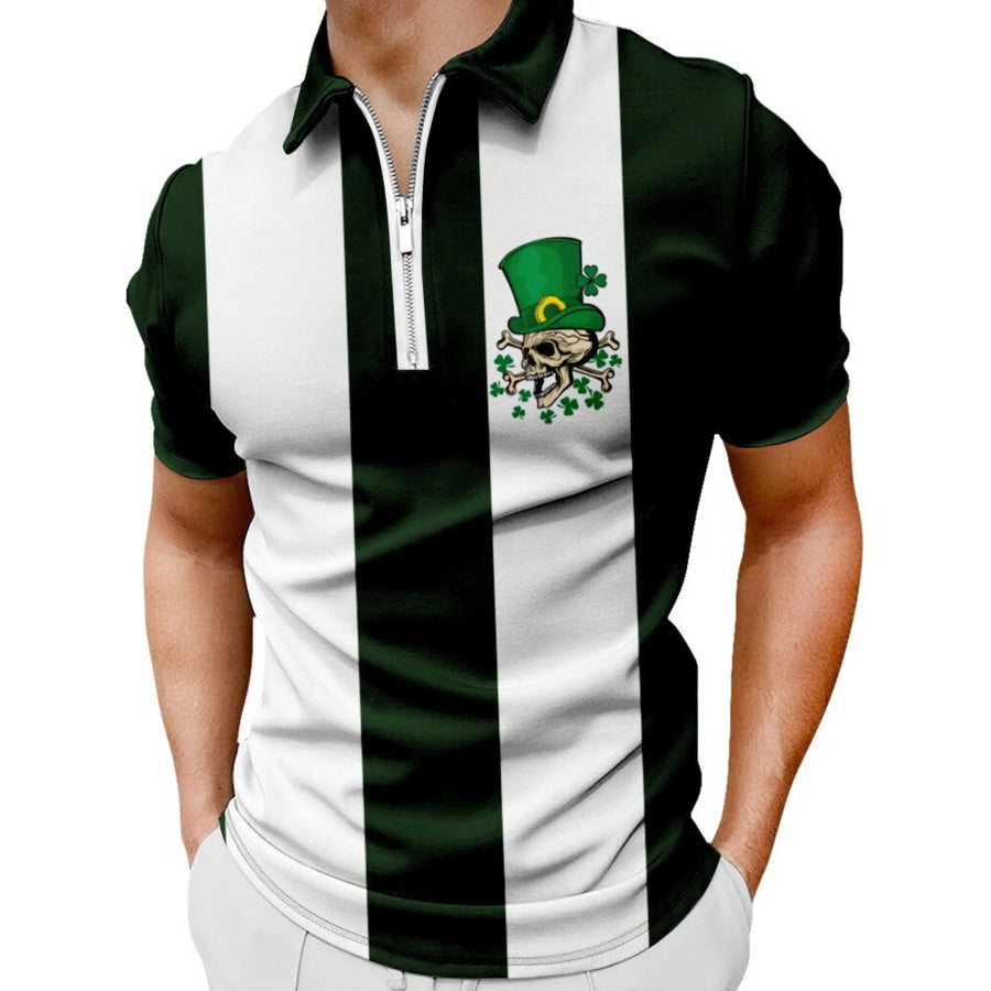 Men’s Full Size Color Block Short Sleeve Polo Plus Size Black / S Apparel and Accessories