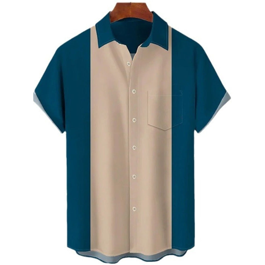 Men’s Full Size Color Block Short Sleeve Shirt Plus Size Apparel and Accessories