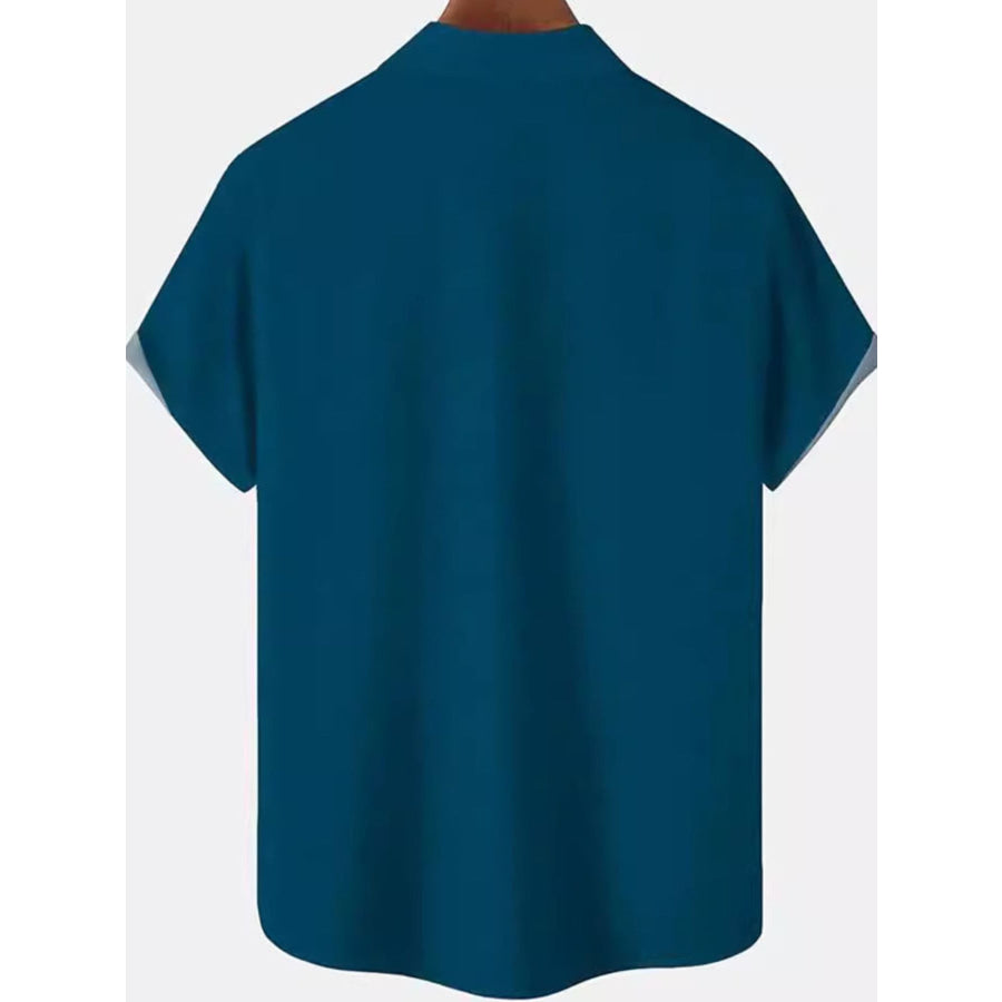 Men’s Full Size Color Block Short Sleeve Shirt Plus Size Apparel and Accessories