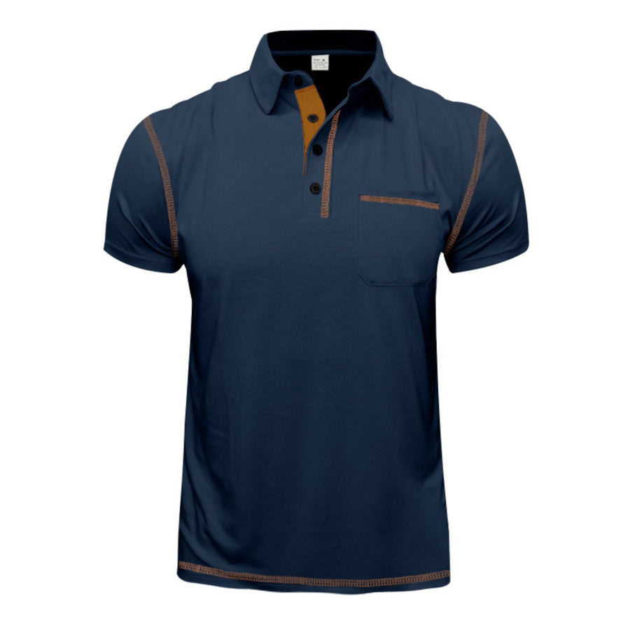 Men’s Full Size Contrast Stitching Short Sleeve Top Plus Size Apparel and Accessories