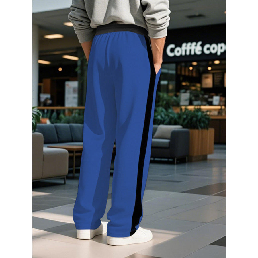 Men’s Full Size Contrast Stripe Drawstring Sweatpants Plus Size Apparel and Accessories