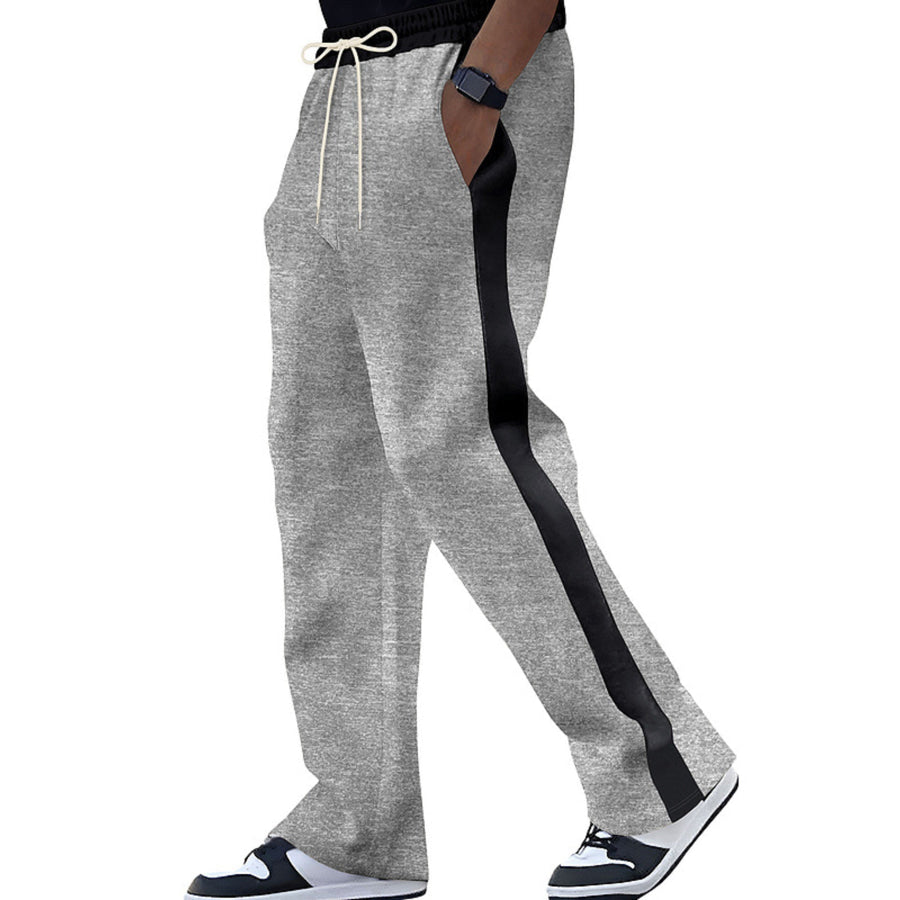 Men’s Full Size Contrast Stripe Drawstring Sweatpants Plus Size Light Gray / S Apparel and Accessories