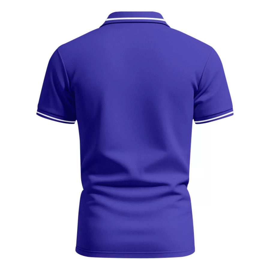 Men’s Full Size Contrast Trim Short Sleeve Polo Plus Size Apparel and Accessories
