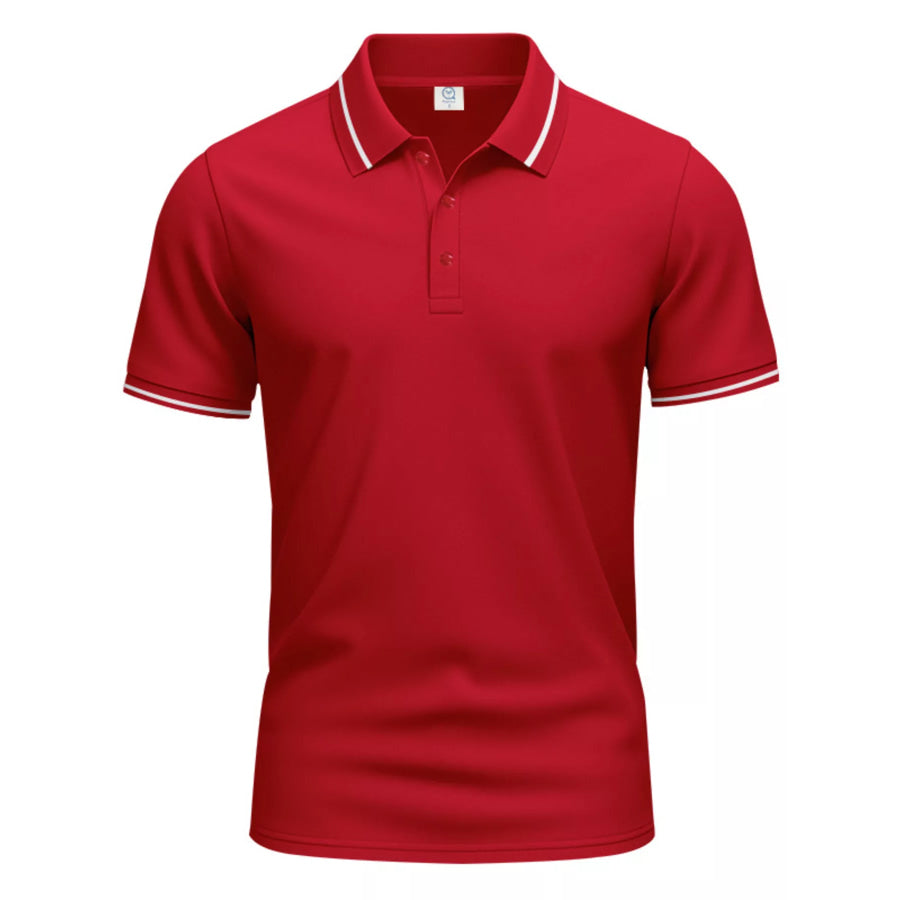 Men’s Full Size Contrast Trim Short Sleeve Polo Plus Size Apparel and Accessories