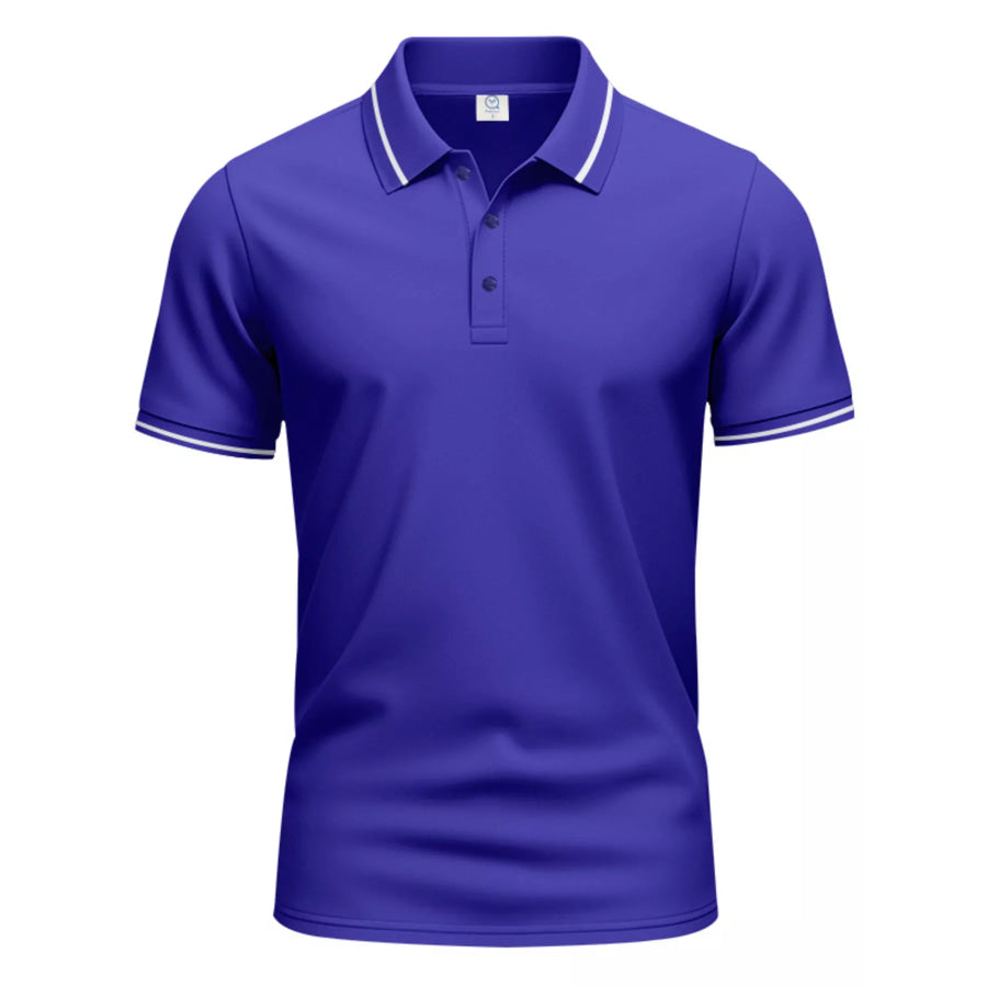 Men’s Full Size Contrast Trim Short Sleeve Polo Plus Size Royal Blue / S Apparel and Accessories