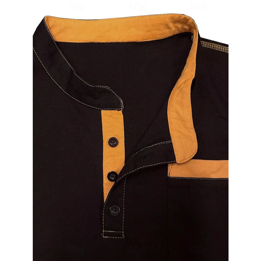 Men’s Full Size Contrast Trim Short Sleeve Top Plus Size Apparel and Accessories