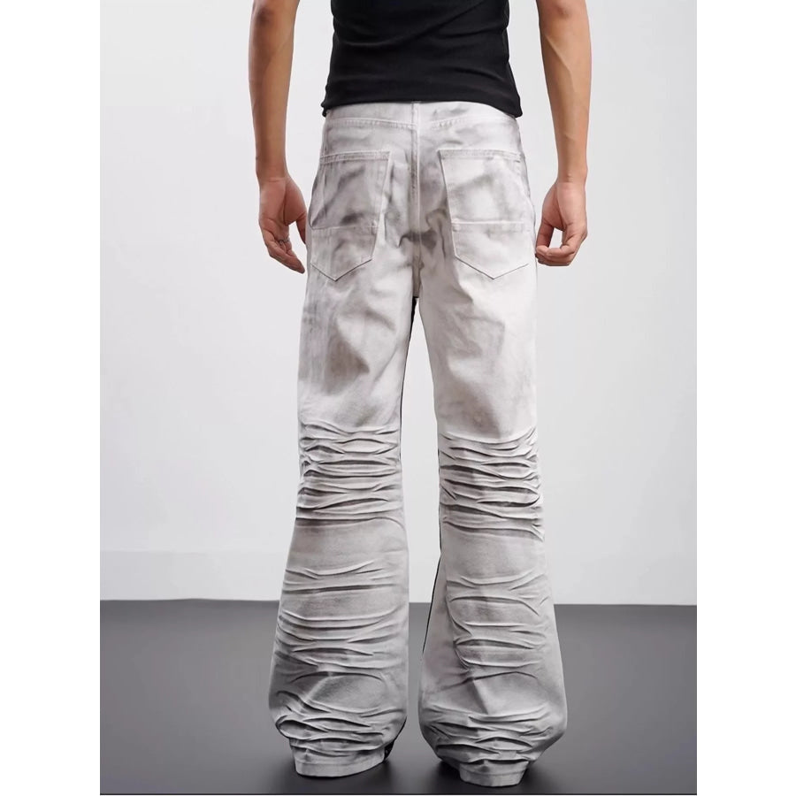 Men’s Full Size Contrast Wide Leg Jeans Plus Size Apparel and Accessories