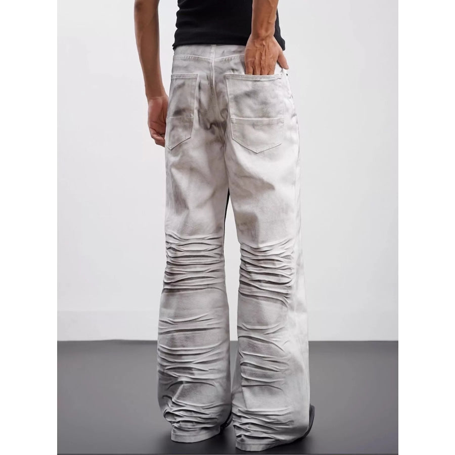 Men’s Full Size Contrast Wide Leg Jeans Plus Size Apparel and Accessories