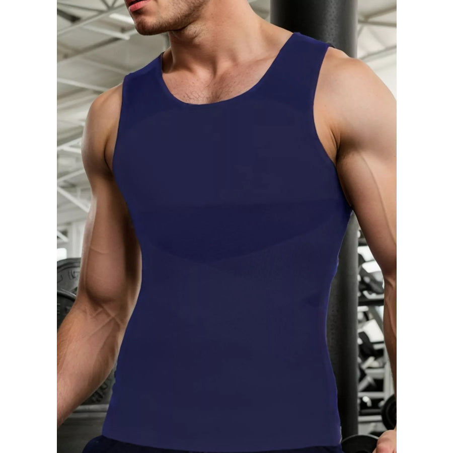 Men’s Full Size Crew Neck Mesh Tank Top Plus Navy / S Apparel and Accessories