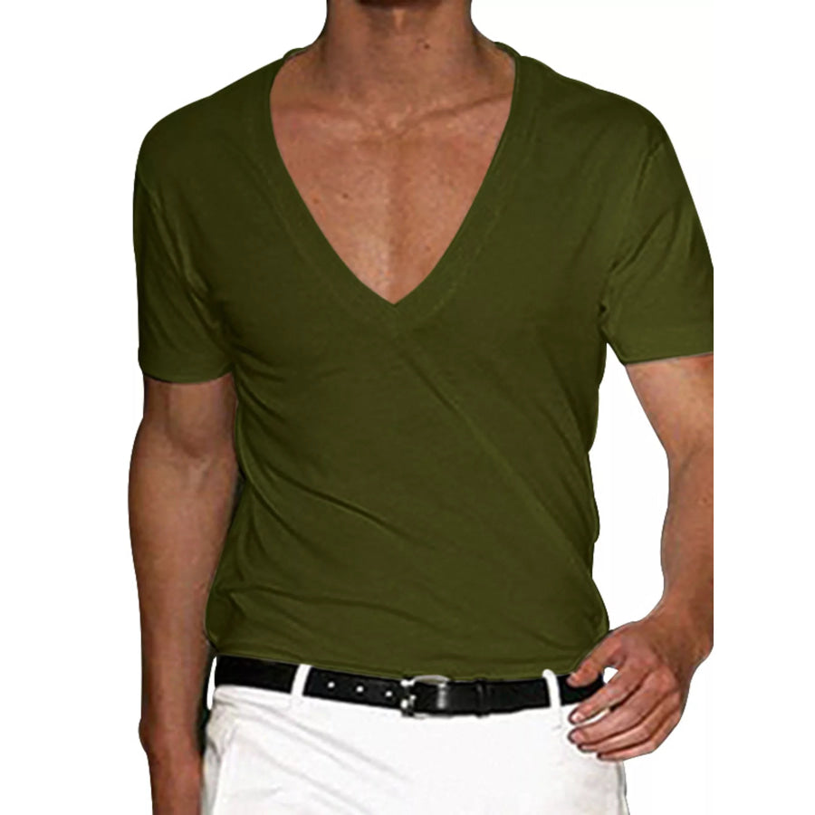Men’s Full Size Deep V-Neck T-Shirt Plus Size Burgundy / S Apparel and Accessories