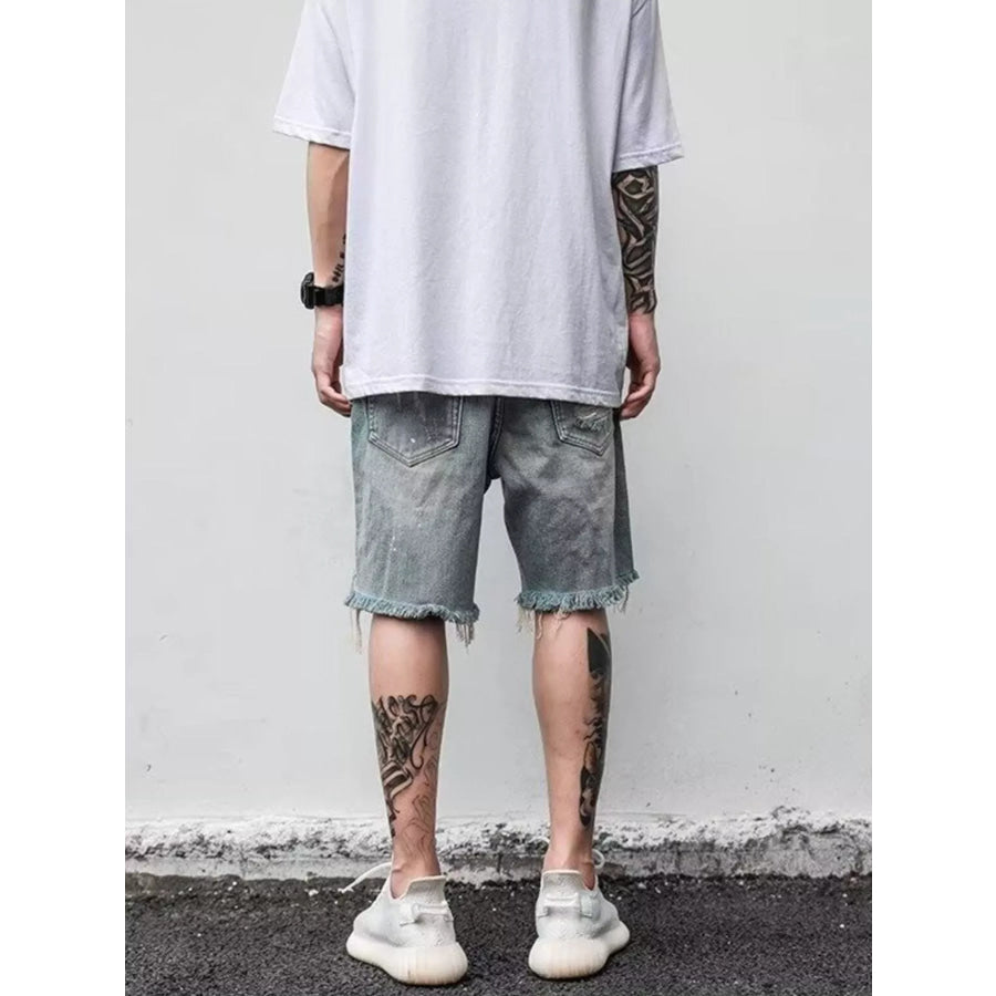 Men’s Full Size Distressed Denim Shorts Plus Size Apparel and Accessories