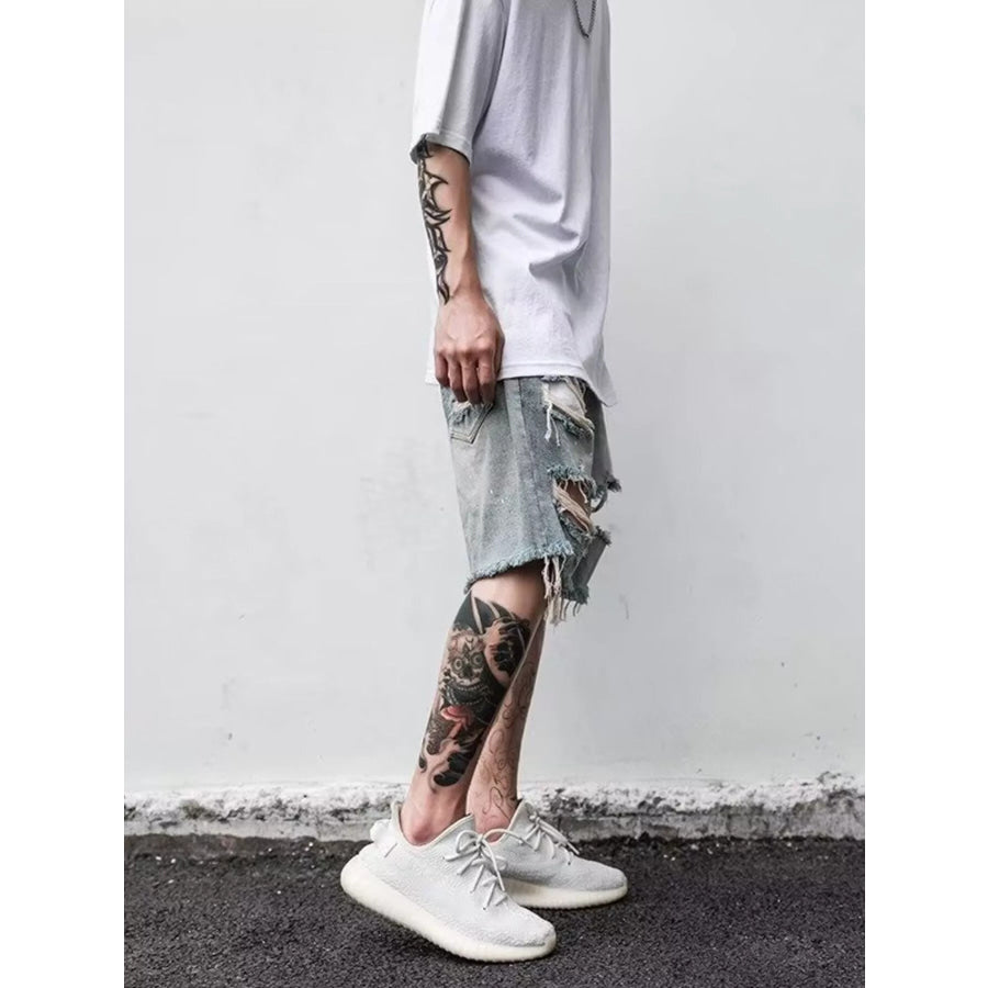Men’s Full Size Distressed Denim Shorts Plus Size Apparel and Accessories