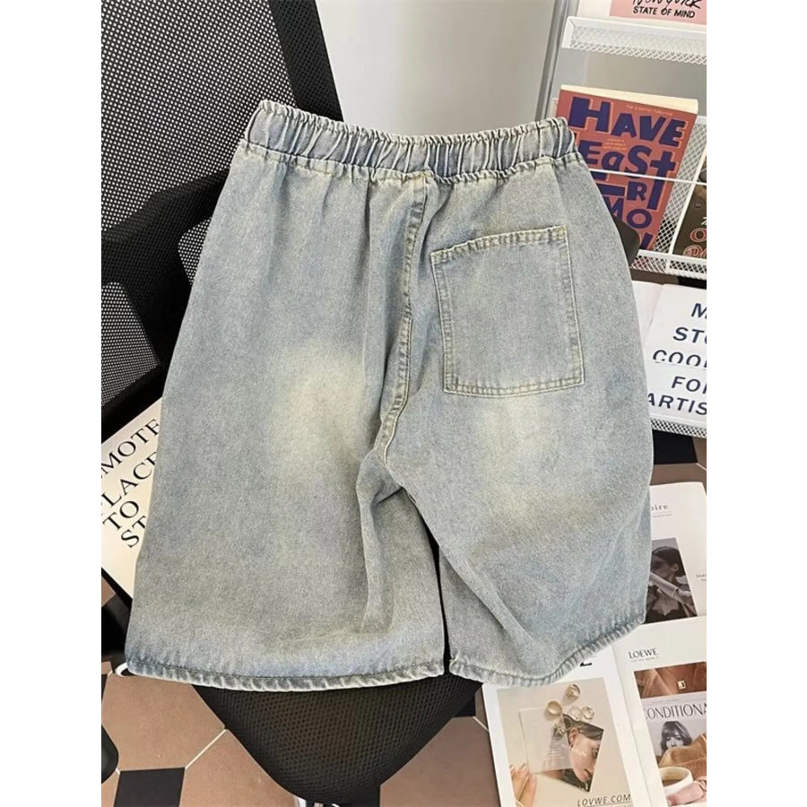 Men’s Full Size Distressed Drawstring Denim Shorts Plus Size Apparel and Accessories