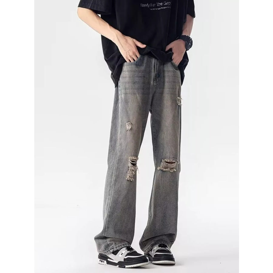 Men’s Full Size Distressed Loose Fit Jeans Plus Size Apparel and Accessories