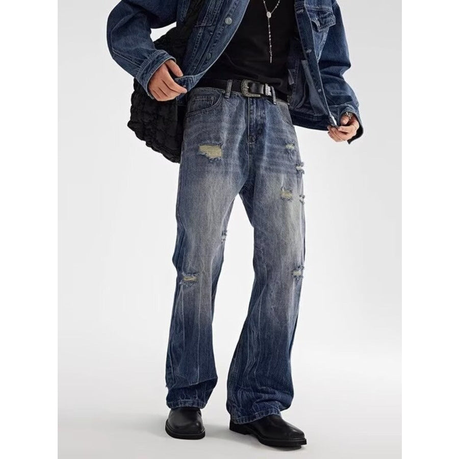 Men’s Full Size Distressed Loose Fit Jeans Plus Size Apparel and Accessories