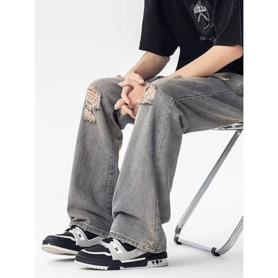 Men’s Full Size Distressed Loose Fit Jeans Plus Size Apparel and Accessories