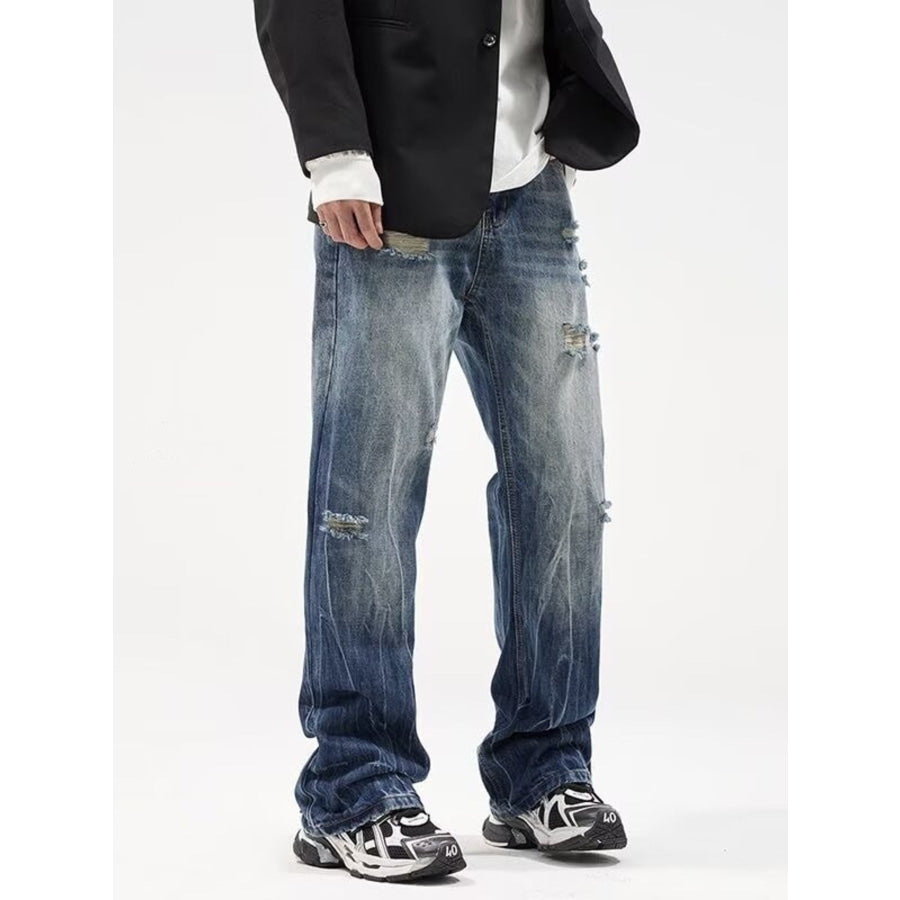 Men’s Full Size Distressed Loose Fit Jeans Plus Size Apparel and Accessories
