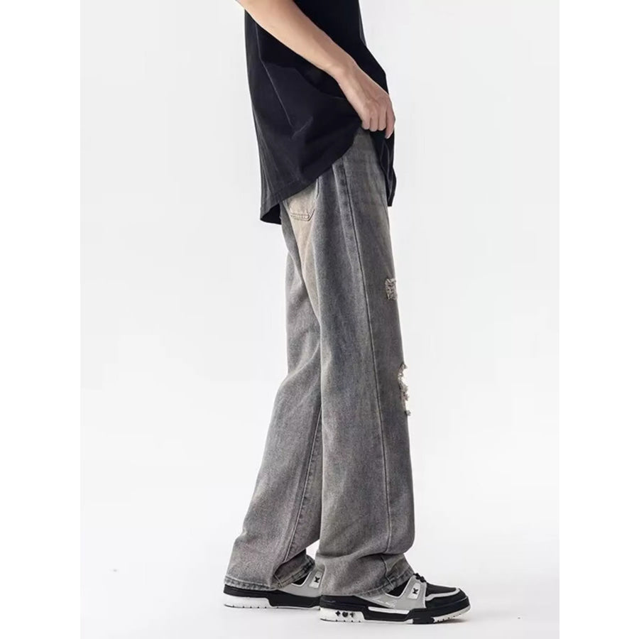 Men’s Full Size Distressed Loose Fit Jeans Plus Size Apparel and Accessories
