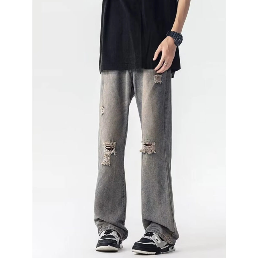 Men’s Full Size Distressed Loose Fit Jeans Plus Size Apparel and Accessories