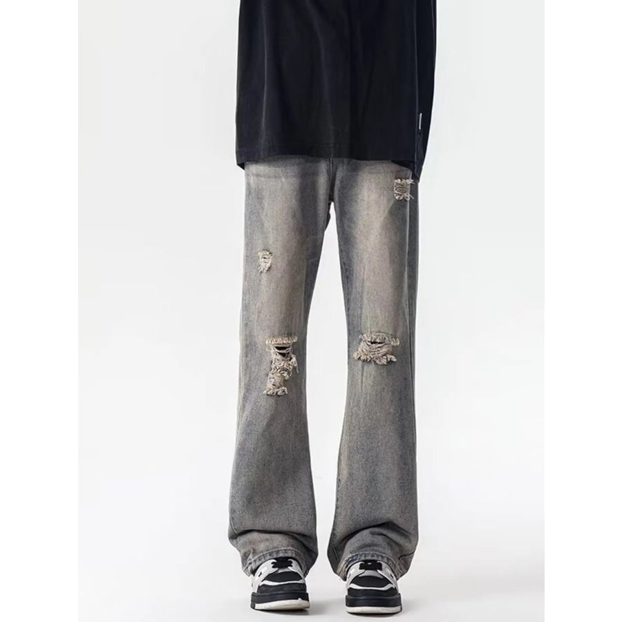 Men’s Full Size Distressed Loose Fit Jeans Plus Size Black / S Apparel and Accessories