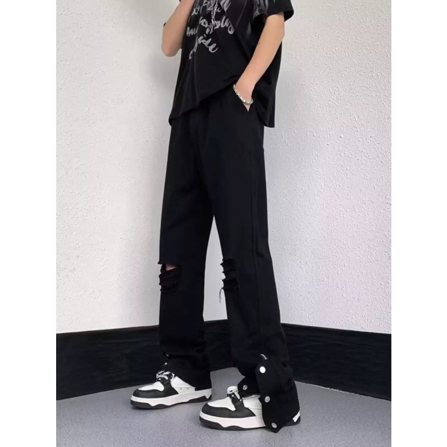 Men’s Full Size Distressed Loose Fit Jeans Plus Size Black / S Apparel and Accessories