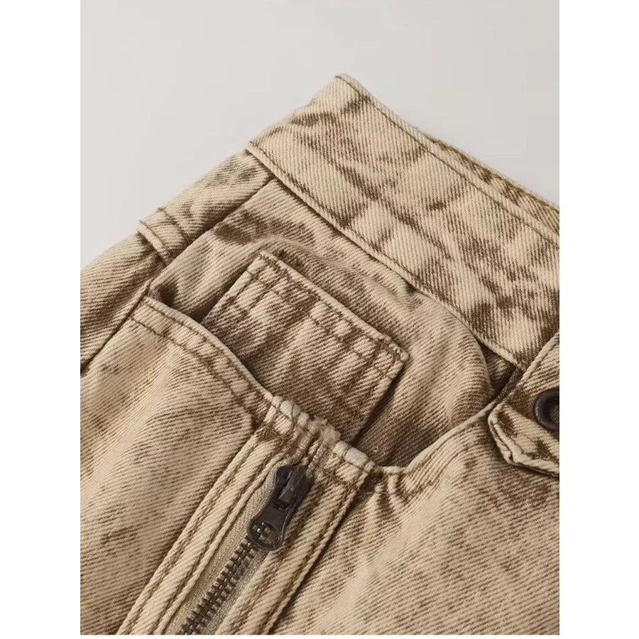 Men’s Full Size Distressed Wash Wide-Leg Jeans Plus Size Apparel and Accessories