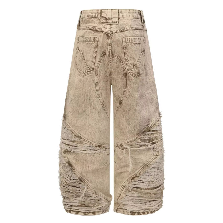 Men’s Full Size Distressed Wash Wide-Leg Jeans Plus Size Apparel and Accessories