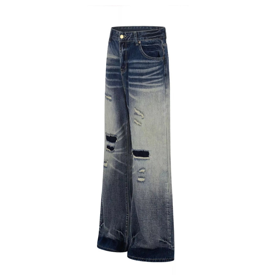 Men’s Full Size Distressed Wide-Leg Bootcut Jeans Plus Size Apparel and Accessories
