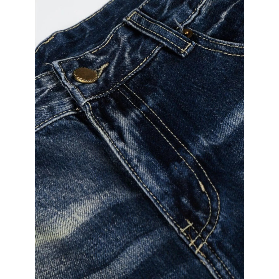 Men’s Full Size Distressed Wide-Leg Bootcut Jeans Plus Size Apparel and Accessories