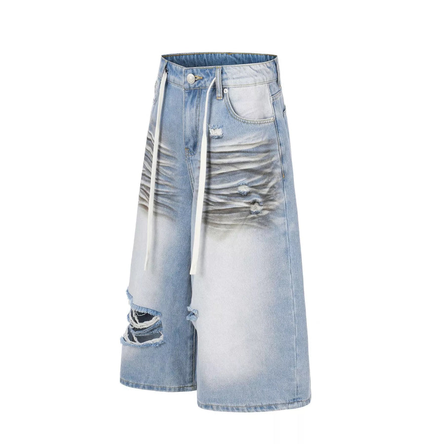 Men’s Full Size Distressed Wide-Leg Capri Jeans Plus Size Apparel and Accessories
