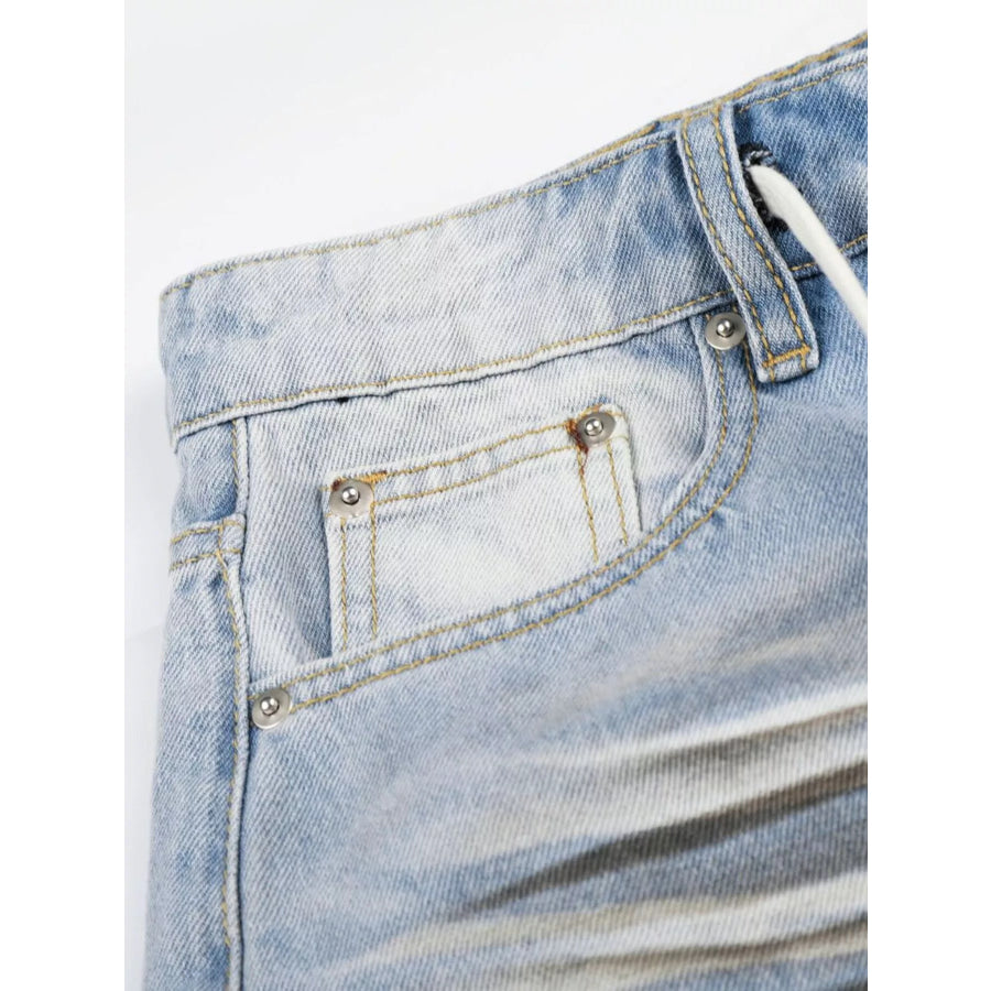 Men’s Full Size Distressed Wide-Leg Capri Jeans Plus Size Apparel and Accessories