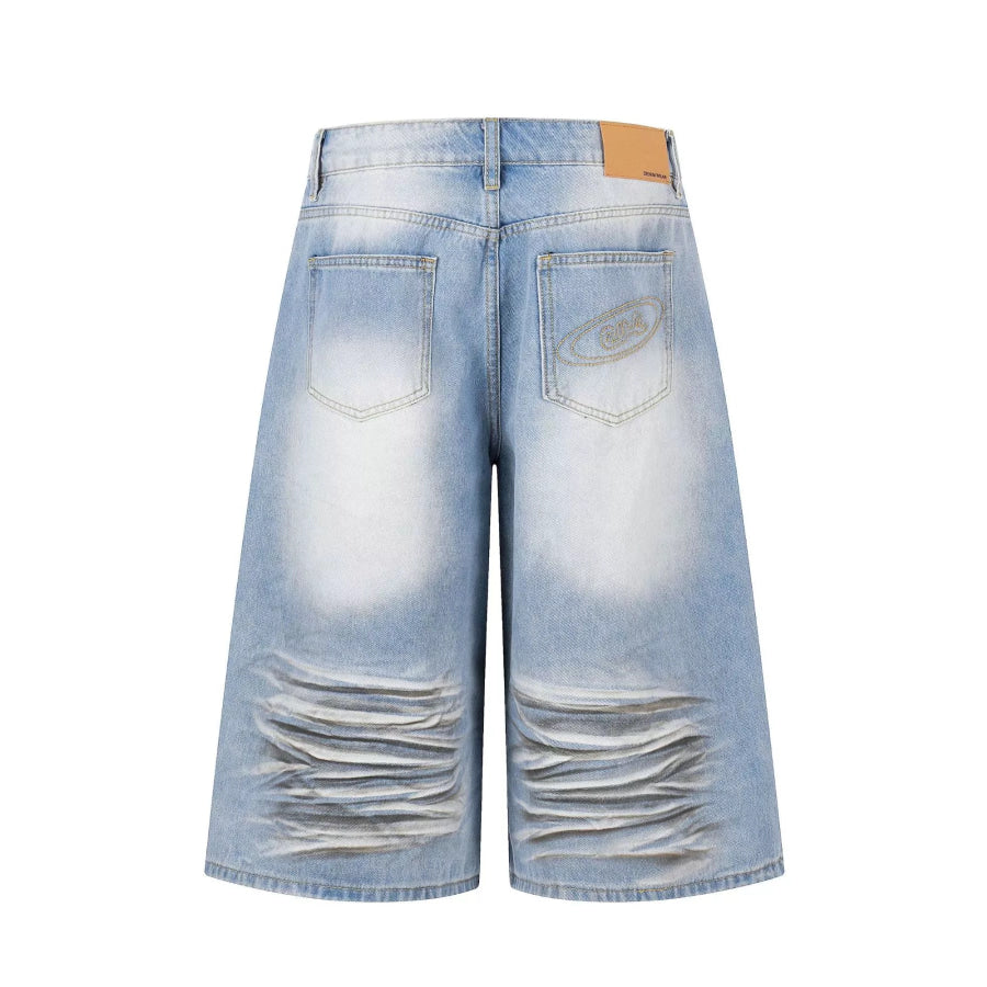 Men’s Full Size Distressed Wide-Leg Capri Jeans Plus Size Apparel and Accessories