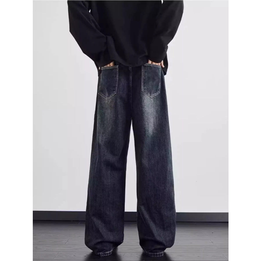 Men’s Full Size Distressed Wide Leg Jeans Plus Size Apparel and Accessories