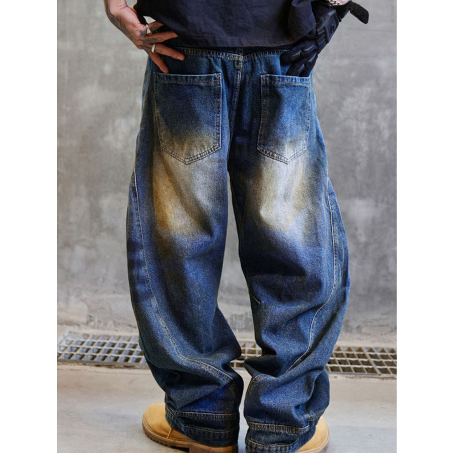 Men’s Full Size Distressed Wide Leg Jeans Plus Size Apparel and Accessories