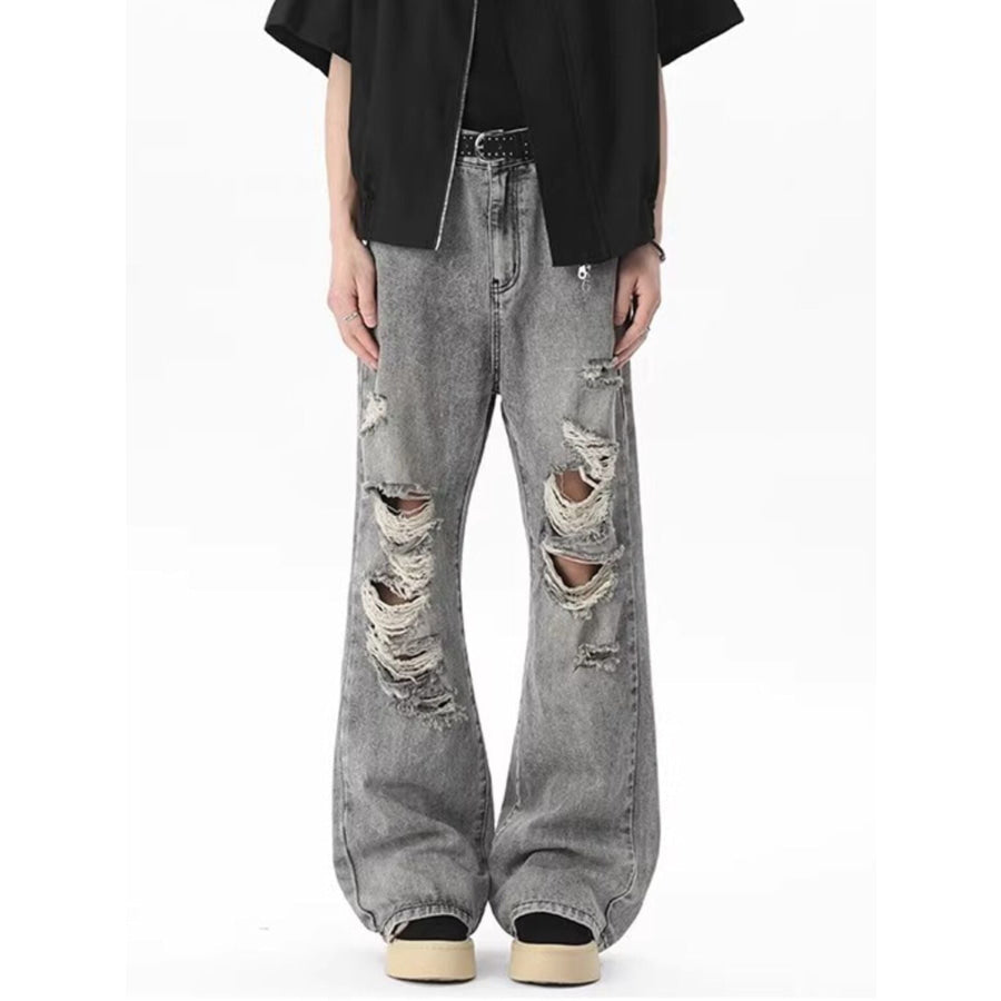 Men’s Full Size Distressed Wide Leg Jeans Plus Size Apparel and Accessories