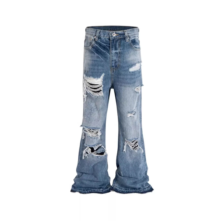 Men’s Full Size Distressed Wide Leg Jeans Plus Size Apparel and Accessories
