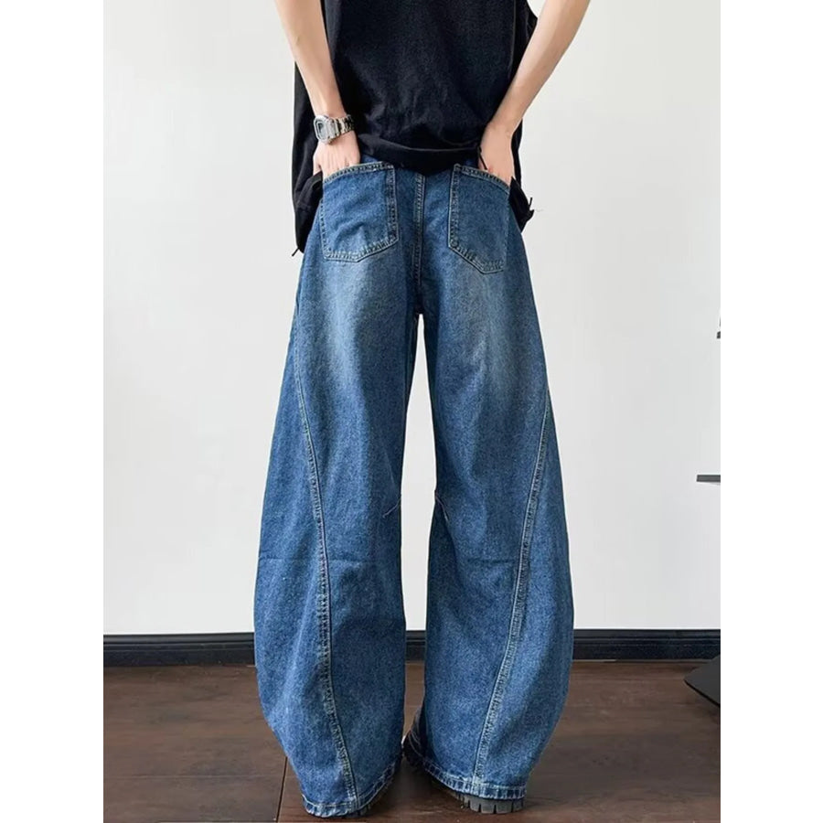 Men’s Full Size Distressed Wide Leg Jeans Plus Size Apparel and Accessories