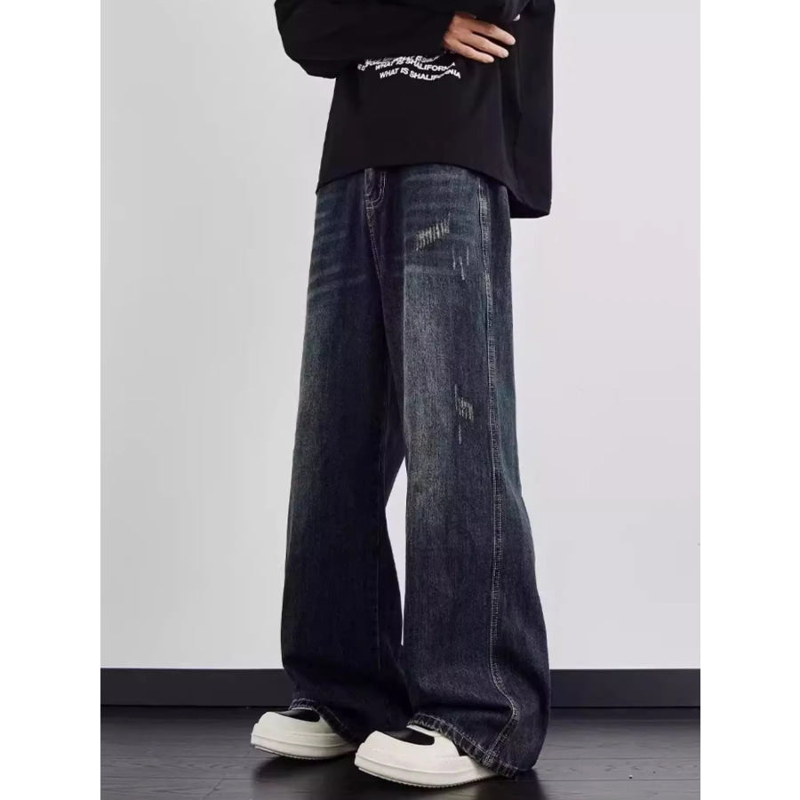 Men’s Full Size Distressed Wide Leg Jeans Plus Size Apparel and Accessories