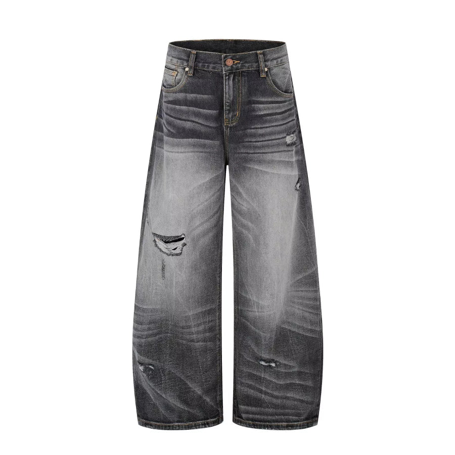 Men’s Full Size Distressed Wide-Leg Jeans Plus Size Black / S Apparel and Accessories