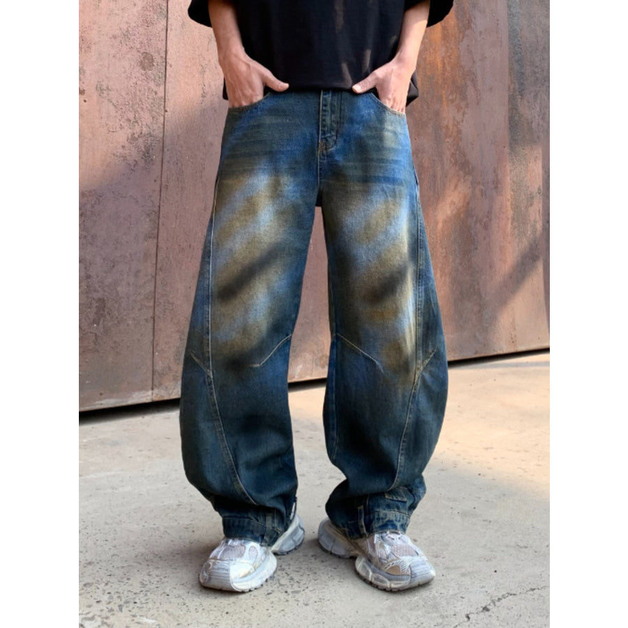 Men’s Full Size Distressed Wide-Leg Jeans Plus Size Dark / S Apparel and Accessories