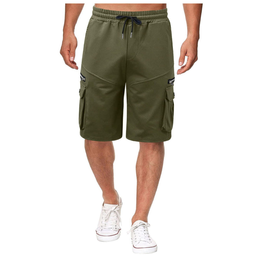 Men’s Full Size Drawstring Cargo Shorts Plus Army Green / S Apparel and Accessories