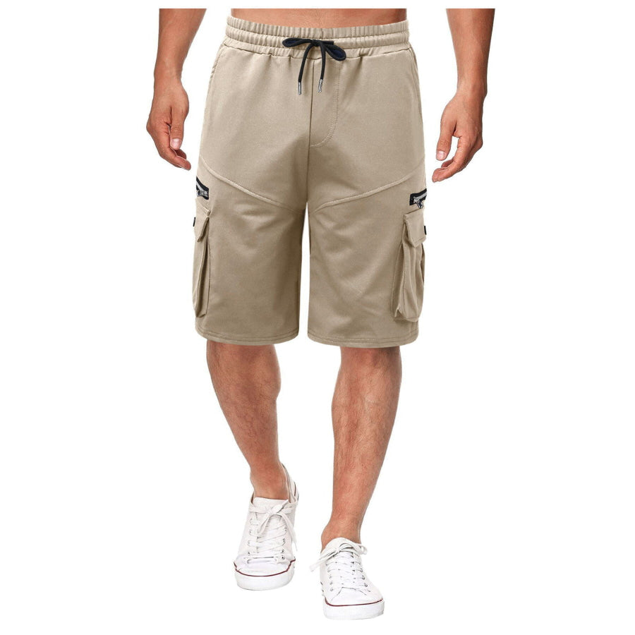 Men’s Full Size Drawstring Cargo Shorts Plus Khaki / S Apparel and Accessories