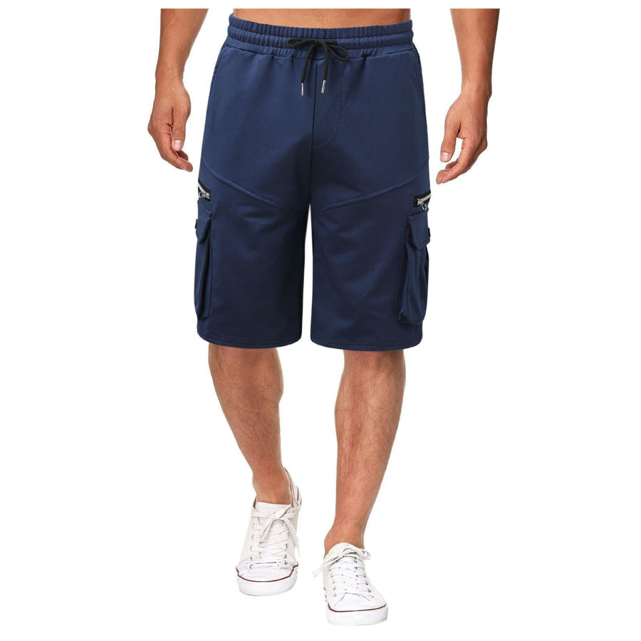 Men’s Full Size Drawstring Cargo Shorts Plus Navy Blue / S Apparel and Accessories