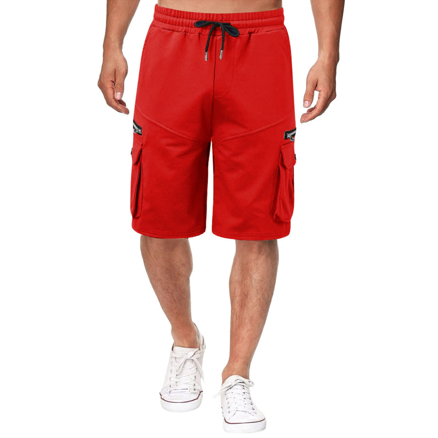 Men’s Full Size Drawstring Cargo Shorts Plus Scarlet / S Apparel and Accessories