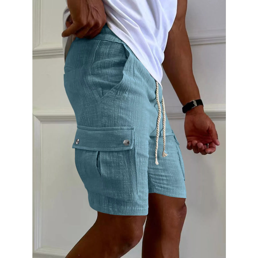 Men’s Full Size Drawstring Casual Cargo Shorts Plus Size Apparel and Accessories