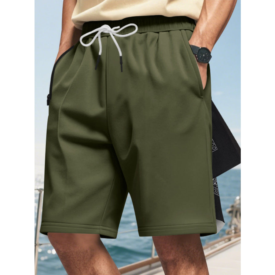 Men’s Full Size Drawstring Casual Shorts Plus Size Military Green / S Apparel and Accessories