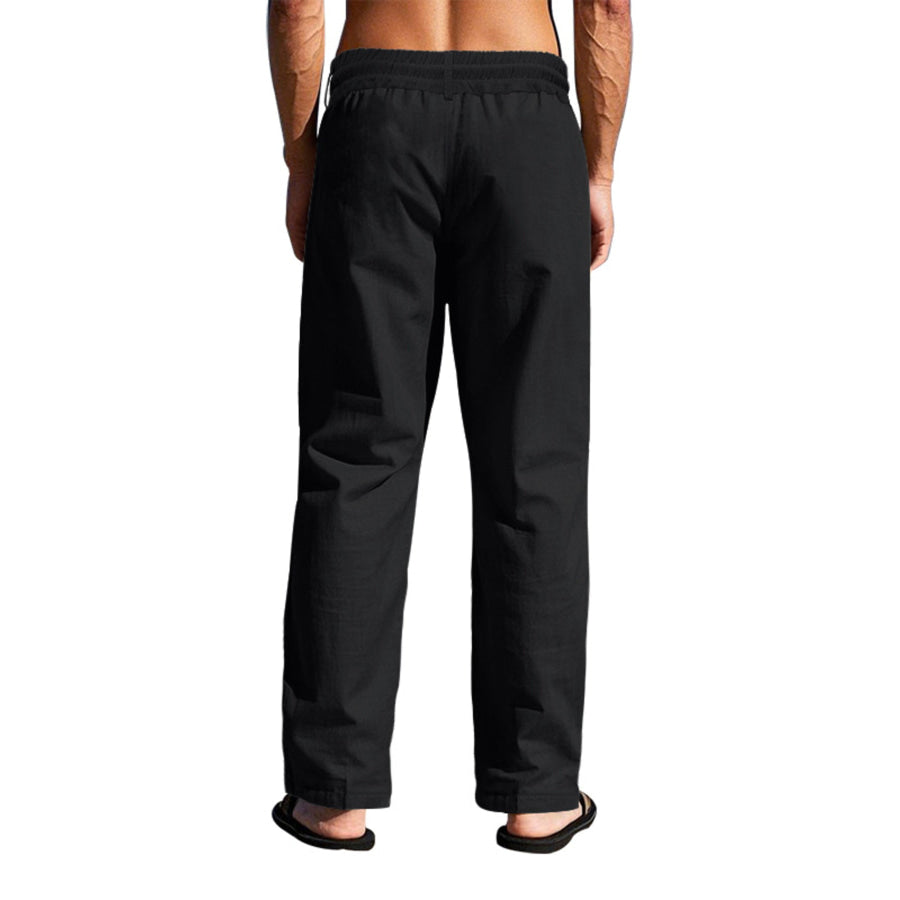 Men’s Full Size Drawstring Elastic Waist Loose Fit Pants Plus Apparel and Accessories