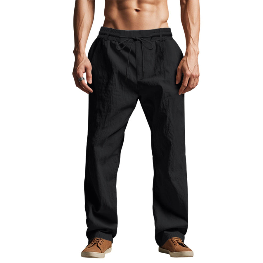 Men’s Full Size Drawstring Elastic Waist Loose Fit Pants Plus Apparel and Accessories